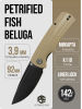 Нож Petrified Fish Beluga, K110, Black Stonewashed, Khaki Micarta Handle, PFP01KAMW